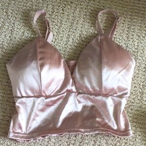 Light pink rose gold crop top shirt! Worn once but in great shape.